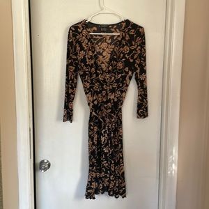 Glamour wrap dress brown and black long sleeve size 12